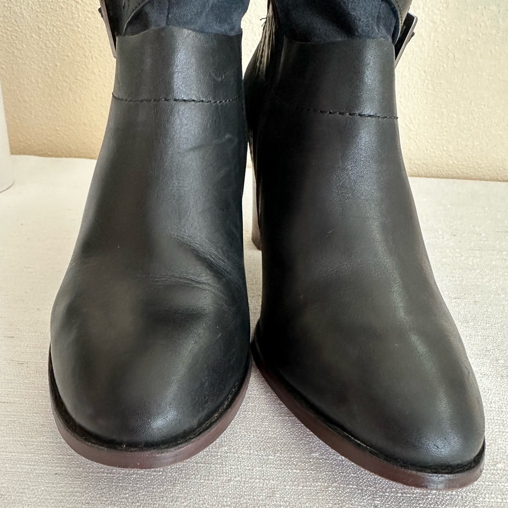 Clarks Kacia Garnet Navy Blue Suede/Leather Mid Height Heeled Boots Women’s 9M - Picture 5 of 11